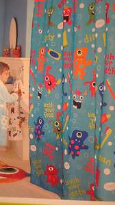 Jumping Beans Monsters Fabric Shower Curtain for Childrens Bath NEW 