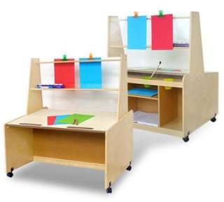 Double Sided Childrens Kids Wooden Art Station w/ Table  