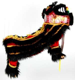 LION PUPPET BLACK RED Chinese New Year Dance Toy Play Foo Dog Fu 