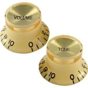  Gibson Vintage Top Hat Replacement Knobs, Cream / Gold (2 