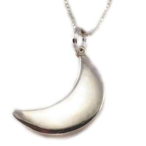  Sterling Silver Crescent Moon Charm Necklace, 16 inches Jewelry