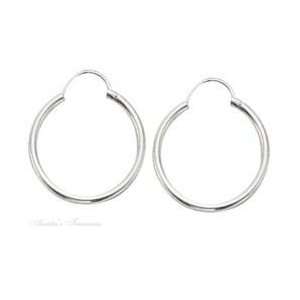   Silver 17mm Diameter Tubular Hoop Domed Wire Earrings Jewelry