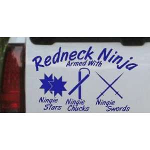 Armed Redneck Ninja Funny Car Window Wall Laptop Decal Sticker    Blue 