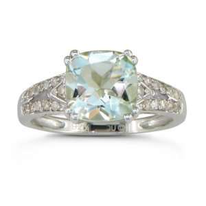  2 3/4ct Diamond and Green Amethyst Ring In Sterling Silver 