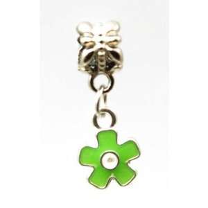    TOC BEADZ Green Flower 6mm Dangle Slide on Charm Bead Jewelry