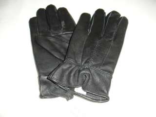 Women Black Leather Gloves Elastic Stitch S M L XL NWT  
