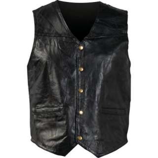 Mens Genuine Leather Motorcycle Vest, Black New  