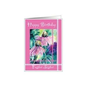  Pink Cone flower Birthday Foster Sister Card Health 