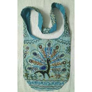   Cotton Peacock Embroidery Bohemian / Hippie Sling Crossbody Bag India