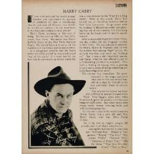  1923 Harry Carey Silent Film Actor Western Movies Print 