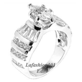 Luxury 2.75ct Marquise cut Bridal/Wedding Ring sz 9  