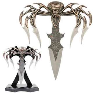 NEW King of Spiders 5 Blade Fantasy Knife with Stand  