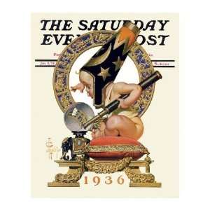 New Years Baby, 1936   Crystal Ball by J.c. Leyendecker. Size 23.75 