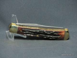 Marbles Custom DAMASCUS Trapper Knife Genuine Brown Handle.MR267 
