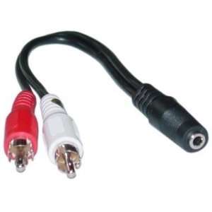  2 x RCA Male / 1 x 3.5mm Stereo Female, Y Cable, 6 inch 