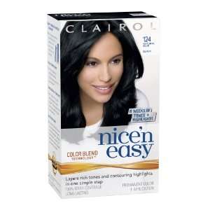 Clairol Nice n Easy Hair Color 124 Natural Blue Black 1 Kit (Pack of 