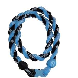 Phiten Custom Tornado Necklace   Carolina Blue with Black 22 Finished 