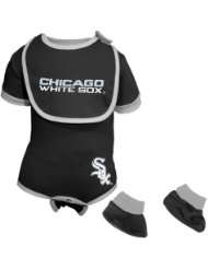 Infant Chicago White Sox Body Suit, Bib & Bootie Set (Gray Trim)
