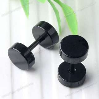   Steel Plug MENS Earrings Ear Studs Round Classical Black 12mm  