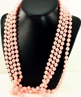   Rivers Extra VERY Long Pink 9.5 mm Beaded 122 Flapper Necklace  