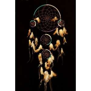 Native American Dreamcatcher with Feathers & Beads   10 Diameter / 24 