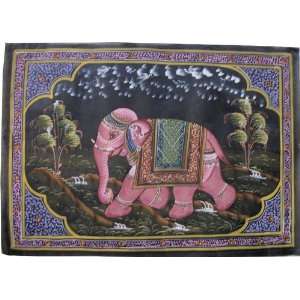  Folk Art, Silk Fabric, Hand Painted Painting, Indian 