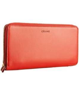 Celine cherry red leather zip continental wallet   