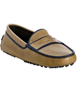   #309246901 beige and cobalt leather Country Club driving moccasins