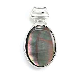    Oval Black Mother of Pearl with Large Bail Pendant Jewelry