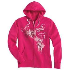  John Deere Ladies Brite Pink Full ZIp Sweatshirt