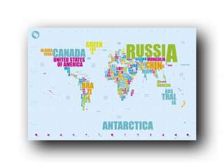 World Map In Words Poster Countries Text Geography 30602 066610306024 
