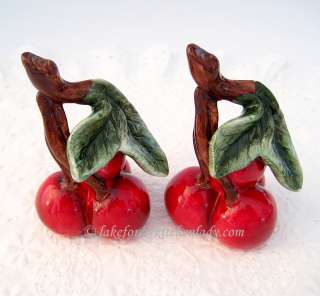 Vintage Look Red Cherries Salt n Pepper Set Collectible GIFT ♥ FREE 