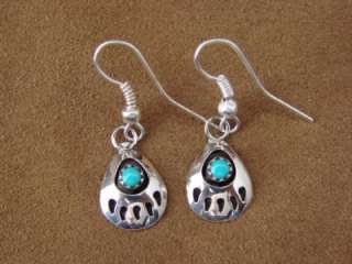Native American Navajo Jewelry Turquoise Bear Paw Dangle Earrings 