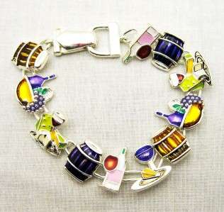 New Wine Cheese Winery Bartender Theme Link Bracelet  