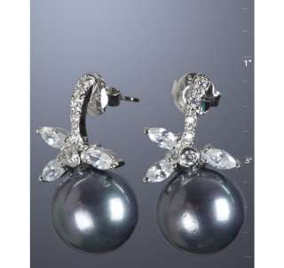 Jardin grey faux pearl Apple Stem earrings