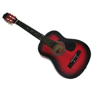 32 Inch Childrens Red Beginner Acoustic Starter Guitar & Free Mini 