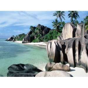  Rocky Coast and Beach, La Digue, Anse Source DArgent 