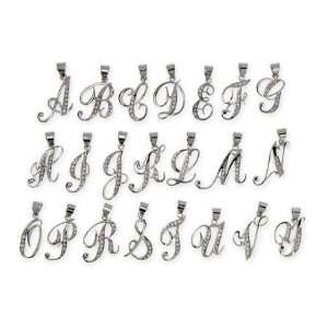   Zirconia Cursive Initials Letter D (capital) Eves Addiction Jewelry