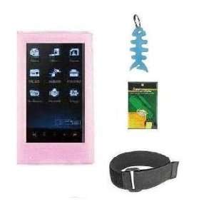    Pink Silicone Skin Case + Armband + Screen Protector + Light Blue 