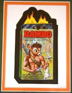 1991 TOPPS WACKY PACKAGES 2 PIECE ORIGINAL FINAL ART BAMBO RAMBO DEER 