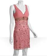 Sue Wong coral woven sleeveless beaded dress style# 317243602