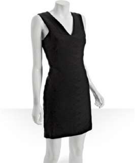 Tibi black stretch cotton v neck bandage dress  