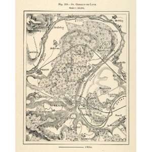 com 1882 Relief Line block Map St Germain en Laye France Andresy Map 