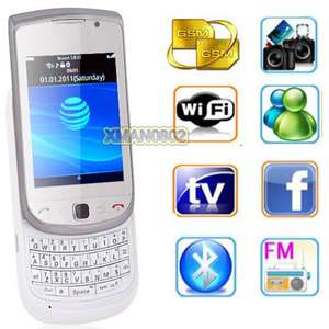   Dual Sim Touch Screen WIFI TV T Mobile Keyboard Cell Phone 9800 white