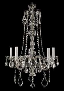 Antique Crystal Chandelier Light Waterford Style Vintage Rewired 