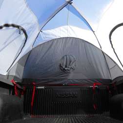 setting up a pickup truck tent