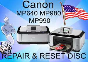 Canon Pixma MP640 MP980 MP990 Repair Fault Reset Disc  