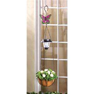 STAINED GLASS BUTTERFLY MARIPOSA SOLAR HANGING BASKET  