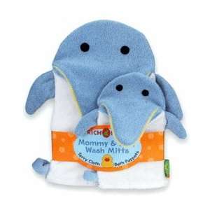    dolphin terry cloth mommy & baby bath mitts 
