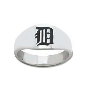  Detroit Tigers MLB Sterling Silver Logo Gents Enamel Band Ring 